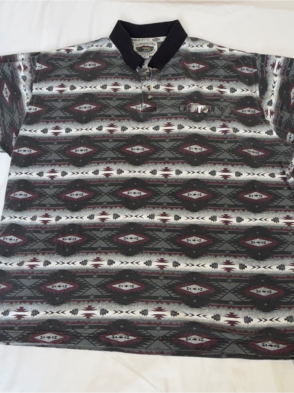 Vintage Cumberland Outfitters Polo Shirt Mens XL Southwestern Aztec Geometric 90